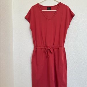 32 Degrees Coral Midi Dress with V-Neck